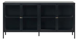 Comodă cu uși de sticlă Unique Furniture Carmel, lungime 170 cm, negru