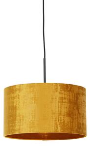 Lampă modernă suspendată neagră cu umbră galbenă 35 cm - Combi