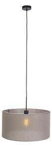 Lampă suspendată de țară neagră cu nuanță taupe 50 cm - Combi 1