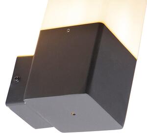 Lampă de perete de exterior neagră cu nuanță albă opală IP44 - Danemarca
