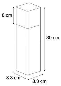 Stâlp de exterior din sticlă opal negru 30 cm știft de masă și manșon pentru cablu - Danemarca