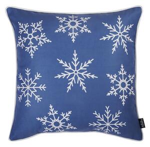 Față de pernă cu model de Crăciun Mike & Co. NEW YORK Honey Snowflakes, 45 x 45 cm, albastru