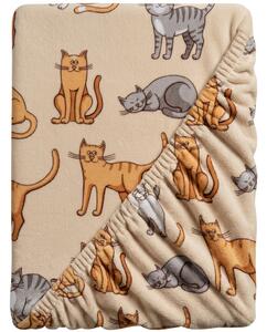 Cearsaf Cocolino microplus cu elastic COLORED CATS 160x200 cm crem