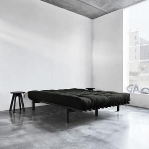 Pat dublu din lemn de pin cu saltea Karup Design Pace Comfort Mat Black/Black, 160 x 200 cm