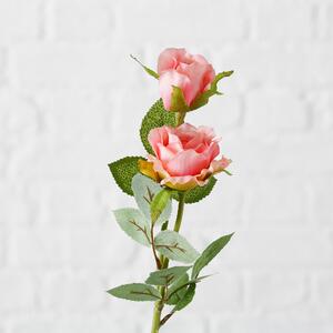 Fir floare artificiala Mini Rose Roz / Verde, Modele Asortate, H60 cm