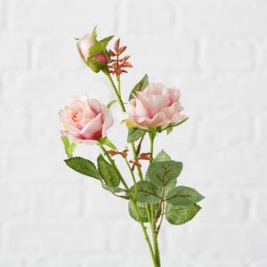 Fir floare artificiala Mini Rose Roz / Verde, Modele Asortate, H60 cm