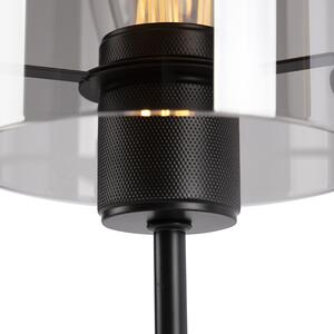 Lampă de masă de design neagră cu sticlă de fum pe standard - Dome