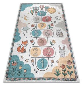 BAMBINO 61440 covor lavabil Grădină hopscotch, baloane, numere pentru copii anti-alunecare - crem / verde
