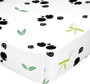 Cearșaf din bumbac pentru copii Moshi Moshi Panda, 90 x 200 cm