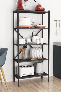 Biblioteca metalica cu 5 rafturi - culoare Antracit, 158x66x35
