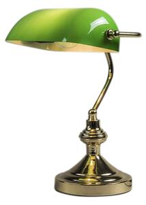 Lampă clasică de masă / lampă notară din alamă cu sticlă verde - Banker
