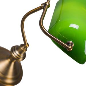 Lampa de masa clasica/lampa de notar bronz cu sticla verde - Banker