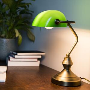 Lampă clasică de masă / lampă notară bronz cu sticlă verde - Banker