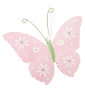 Set 2 decorațiuni metalice suspendate Dakls Butterfly, roz