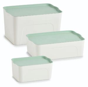 Cutie pentru depozitare din plastic, Lid II Alb / Verde Mint, L44,5xl30xH14 cm