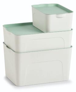 Cutie pentru depozitare din plastic, Lid III Alb / Verde Mint, L44,5xl30xH24,5 cm