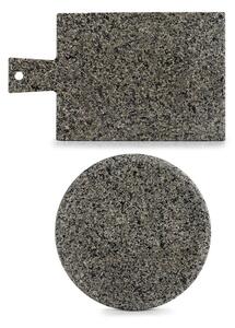 Platou servire din granit, Modern Square Gri / Negru, L30xl18xH1 cm