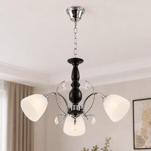 Lustra Memphis 4.7x4.3x5.25 cm cu 3 surse E27 60W, design modern alb crom wenge din metal si lemn, ideala pentru iluminat living sau dining elegant
