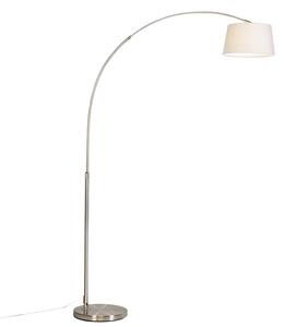 Lampă arc modernă din oțel cu umbră albă din țesătură - Arc Basic
