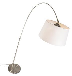 Lampă cu arc modern din oțel cu abajur din material alb - Arc Basic