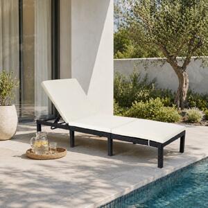 Furnigo Șezlong de grădină Marbella negru - pernă bej