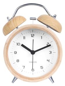 Ceas alarmă cu decor ca de lemn Karlsson Classic bell, alb, ⌀ 10 cm