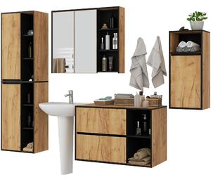 Set mobilier baie Vambos standard (stejar artizanal + negru). Promo -19%. 1152119