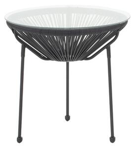 Masă Acapulco, Metal și Rattan, Negru, 50x52 cm