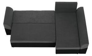 Canapea de colţ rabatabilă, gri/neagră, DESNY
