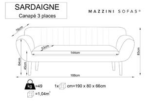 Canapea cu tapițerie din catifea Mazzini Sofas Sardaigne, 188 cm, galben