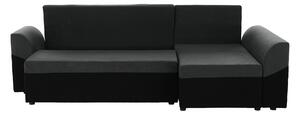 Canapea de colţ rabatabilă, gri/neagră, DESNY