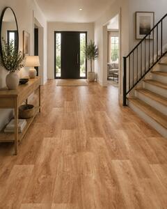 Linoleum PVC, Country Light Confort, Maro Deschis, Latime 2.5 m, Imitatie Parchet, Suport Pasla