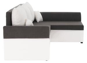 Canapea rabatabilă de colţ, gri/alb, DESNY