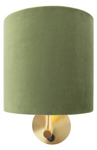 Lampă de perete elegantă aurie cu nuanță de catifea verde - Mat