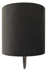 Lampă de perete clasică neagră cu nuanță de velur negru - Mat