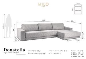 Canapea extensibilă XXL din catifea reiată Milo Casa Donatella, colț pe dreapta, gri