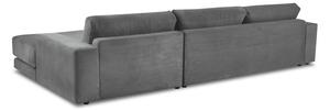 Canapea extensibilă XXL din catifea reiată Milo Casa Donatella, colț stânga, gri