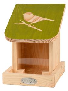 Hrănitor din lemn masiv de pin pentru păsări Esschert Design Diapozitiv, lungime 17 cm