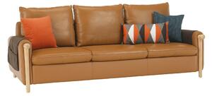 Canapea complet tapiţată 3 locuri, piele / piele ecologică maro auriu, LINSY
