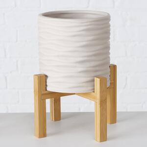 Set 2 ghivece din ceramica cu suport Iver Grej / Gri deschis, Modele Asortate, Ø22xH30 cm / Ø18xH25 cm