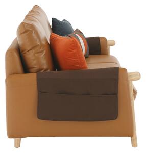 KONDELA Canapea complet tapiţată 3 locuri, piele / piele ecologică maro auriu, LINSY