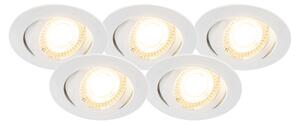 Set de 5 spoturi încastrate albe cu LED-uri reglabile în 3 trepte - Mio