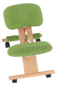 KONDELA Scaun genunchi ergonomic, verde/ fag, GROCO