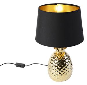 Lampă de masă Art Deco aurie cu abajur negru-auriu - Pina