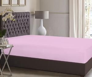 Cearceaf de pat cu elastic Bedora, 180x200 cm, bumbac ranforce, roz pal