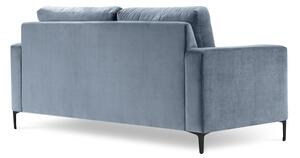 Canapea cu tapițerie din catifea Kooko Home Harmony, 158 cm, albastru deschis