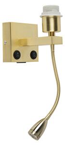 Lampă de perete Art Deco aurie cu USB și braț flexibil - Brescia Combi