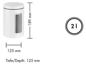 Recipient pentru depozitare cu capac, din metal si plastic, Classic Line Crem, 2L, Ø12,5xH18,9 cm