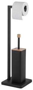 Erga Saki, suport pentru hartie igienica si perie toaleta 20x20x65 cm, negru-maro mat, ERG-YKA-PD.SAKI-BLK