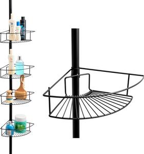 Erga Scopic, tijă de duș telescopică de colț 4 rafturi XL, negru mat, ERG-YKA-CH.SCOPIC-XL-BLK